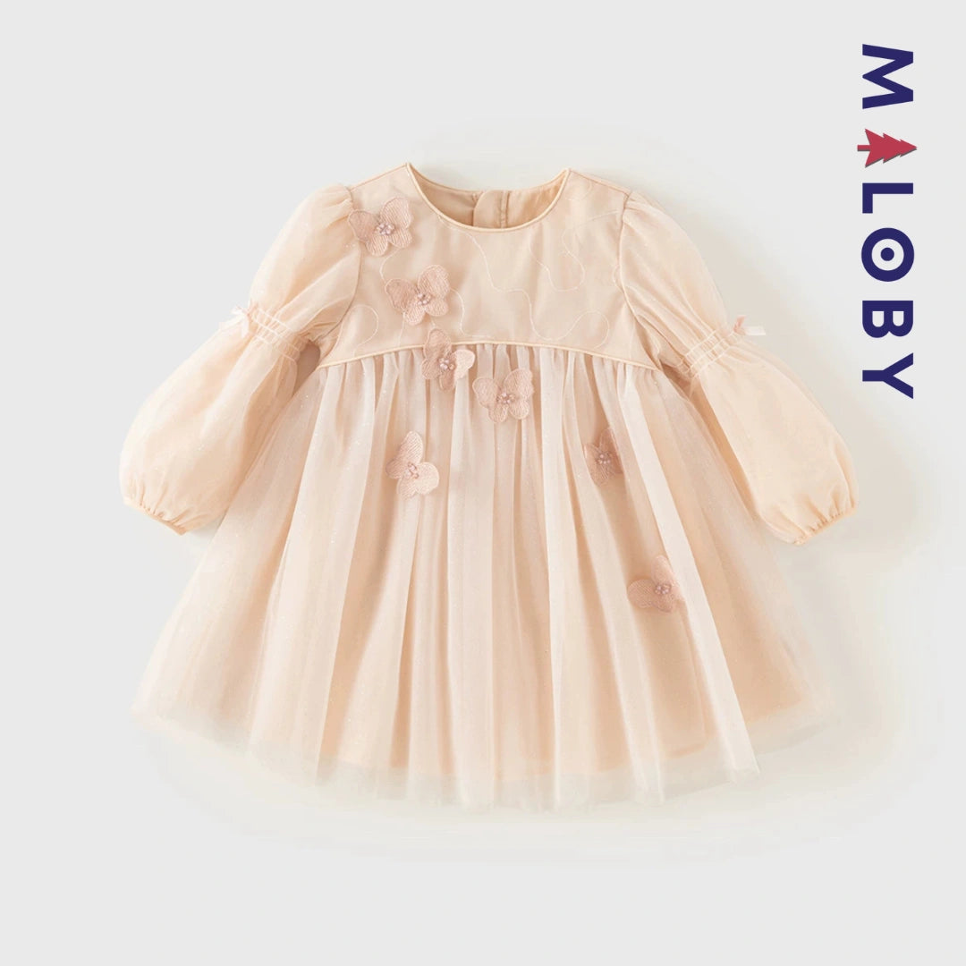 Robe de fête en voile enfant fille - Rose pâle -robes et ensembles pour filles, bébés et garcons - MALOBY