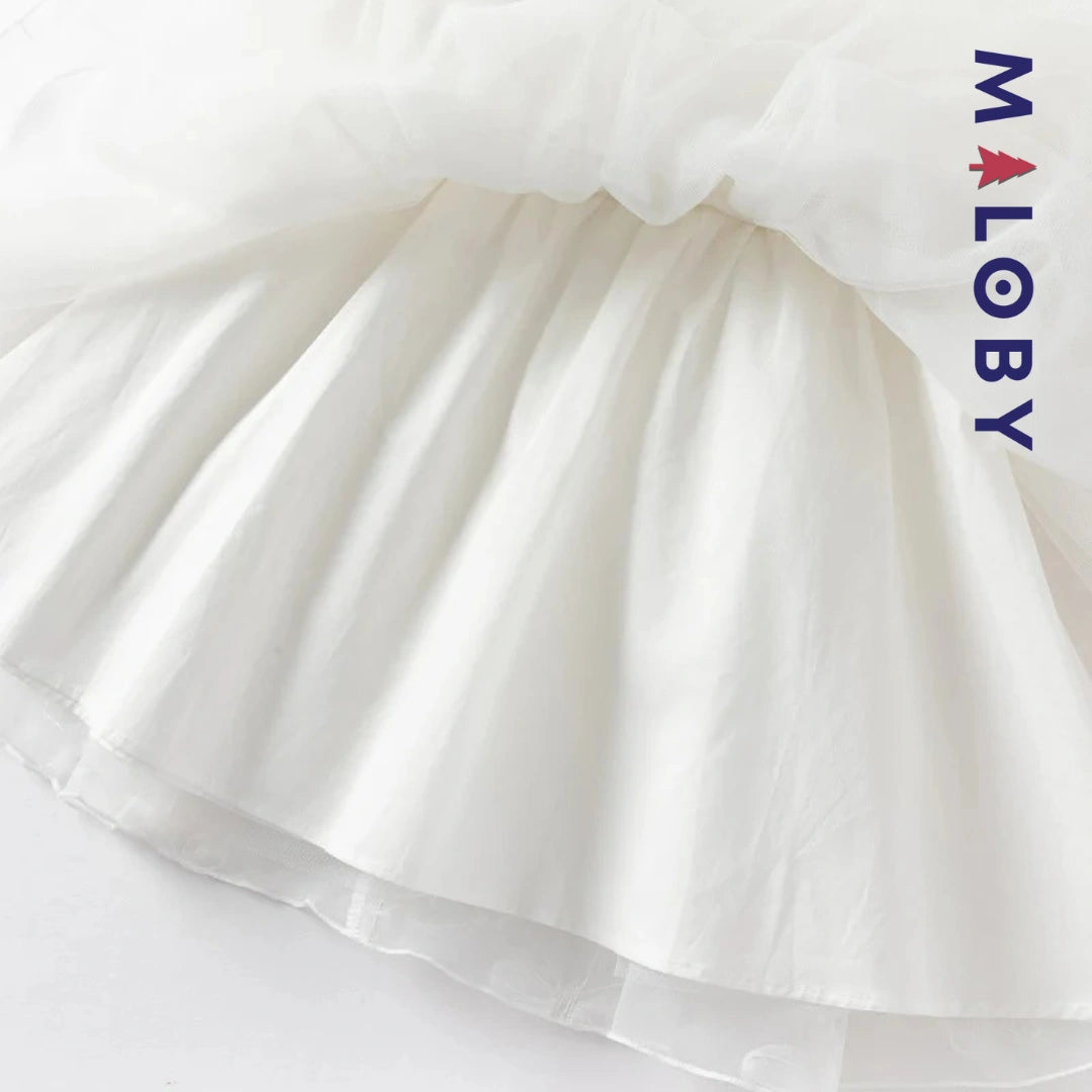 Robe cérémonie effet 2 en 1 -Blanc -robes et ensembles pour filles, bébés et garcons - MALOBY