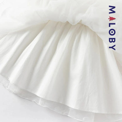 Robe cérémonie effet 2 en 1 -Blanc -robes et ensembles pour filles, bébés et garcons - MALOBY
