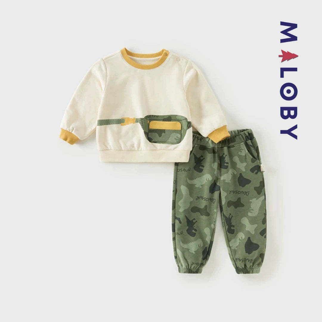 Ensemble 2 pièces sweat + Jogging enfant garçon- vert militaire -robes et ensembles pour filles, bébés et garcons - MALOBY