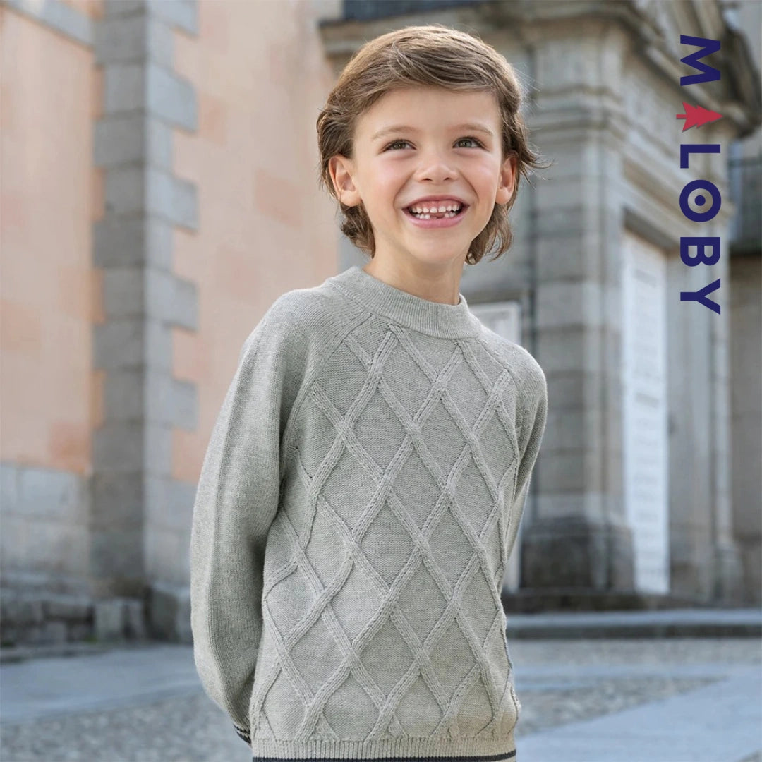 Pull en maille enfant garçon- Bleu/gris