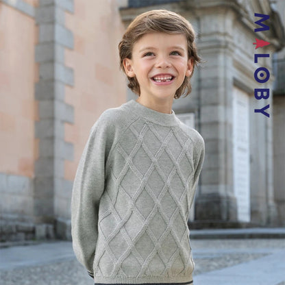 Pull en maille enfant garçon- Bleu/gris
