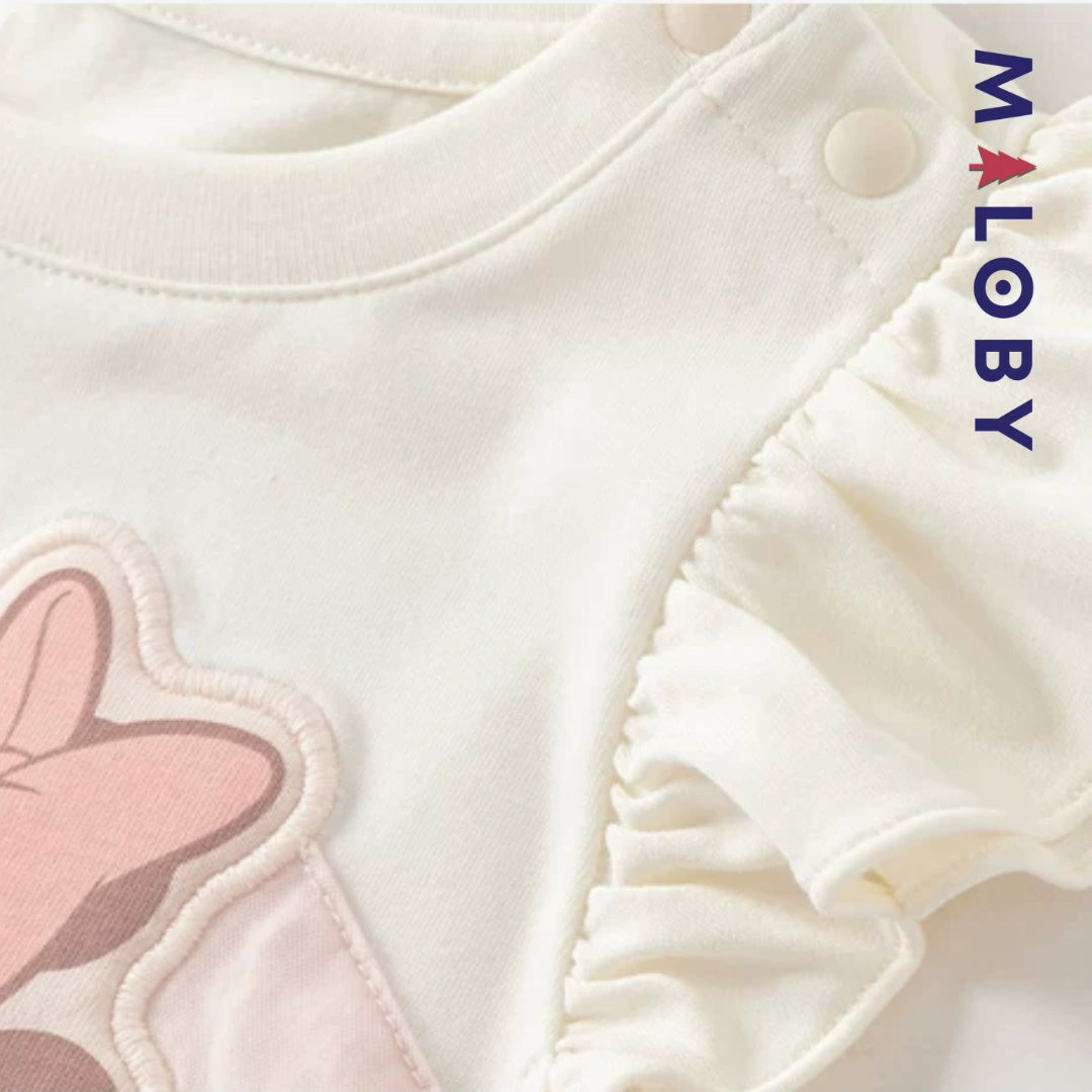 Robe Minnie bi-matière pour été enfant fille -Rose