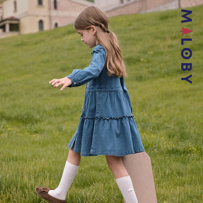 Robe en Jean manches longues enfant fille - bleu denim