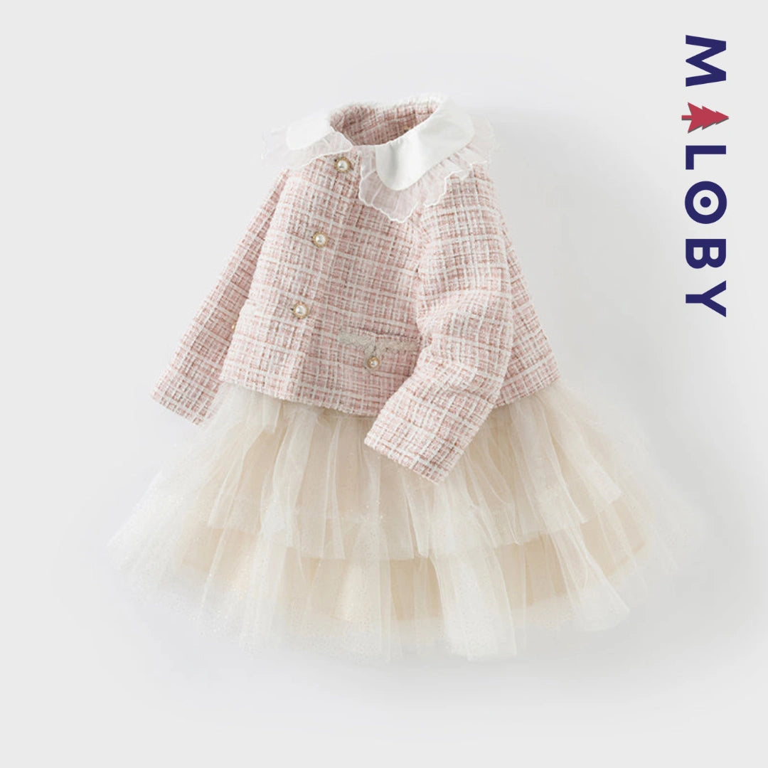 Ensemble cérémonie Robe + veste enfant fille-Rose -robes et ensembles pour filles, bébés et garcons - MALOBY