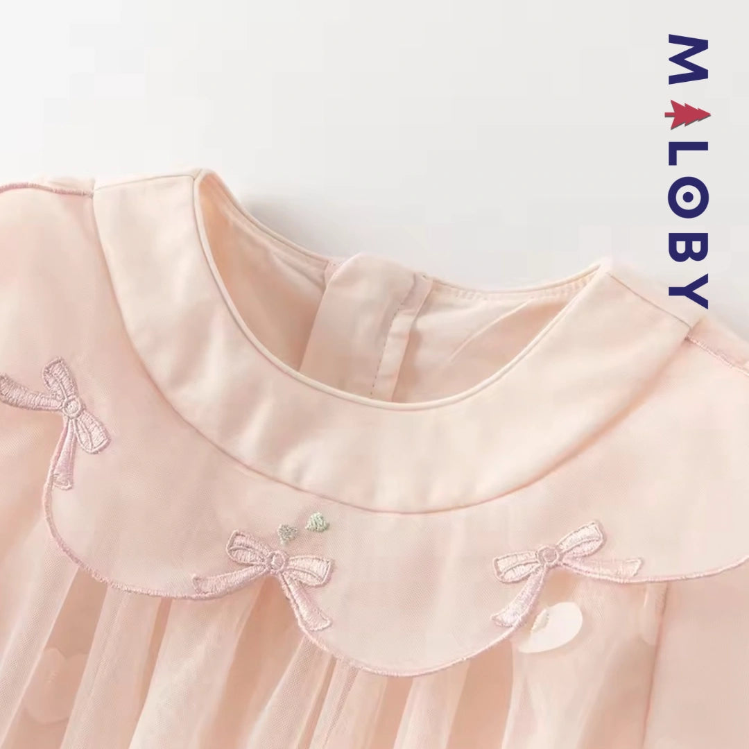 Robe de Cérémonie Cœurs & Volants enfant fille -Rose