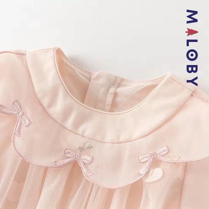 Robe de Cérémonie Cœurs & Volants enfant fille -Rose