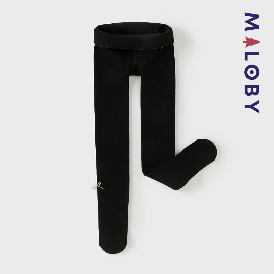 Collant épais à nœuds enfant fille- beige/noir