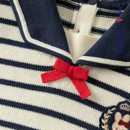 Robe pull style marin enfant fille -marine