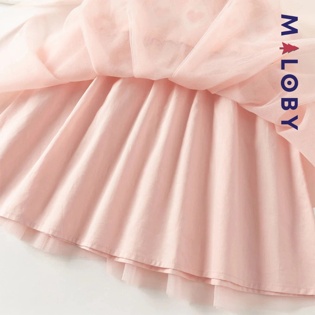 Robe princesse bi-matière enfant fille - rose -robes et ensembles pour filles, bébés et garcons - MALOBY