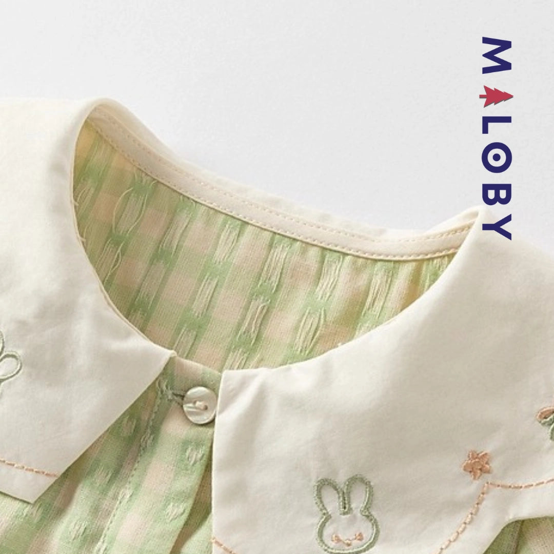 Ensemble robe d'été col claudine+sac enfant fille -vert