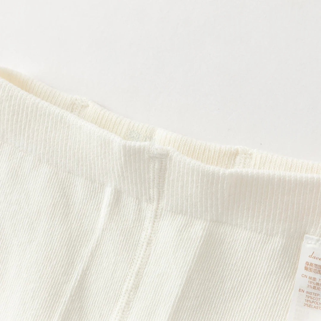 Collants épais brodés fleur enfant fille beige, vêtement enfant maroc - MALOBY
