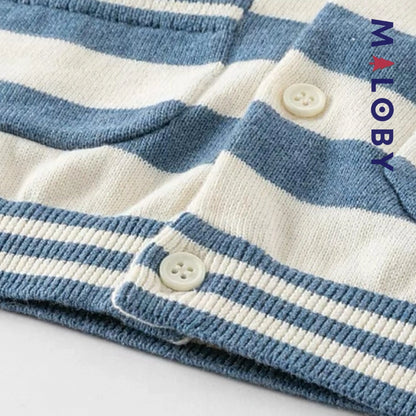 Gilet à capuche rayé enfant garçon - beige/bleu