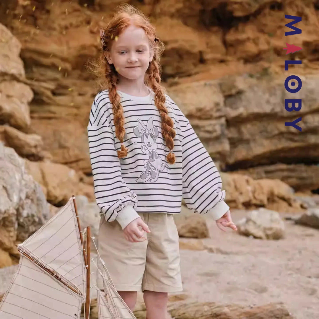 Sweat-shirt antibactérien Disney enfant fille -Rayé marine -robes et ensembles pour filles, bébés et garcons - MALOBY