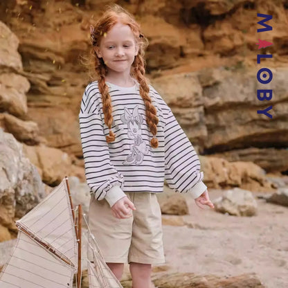 Sweat-shirt antibactérien Disney enfant fille -Rayé marine -robes et ensembles pour filles, bébés et garcons - MALOBY
