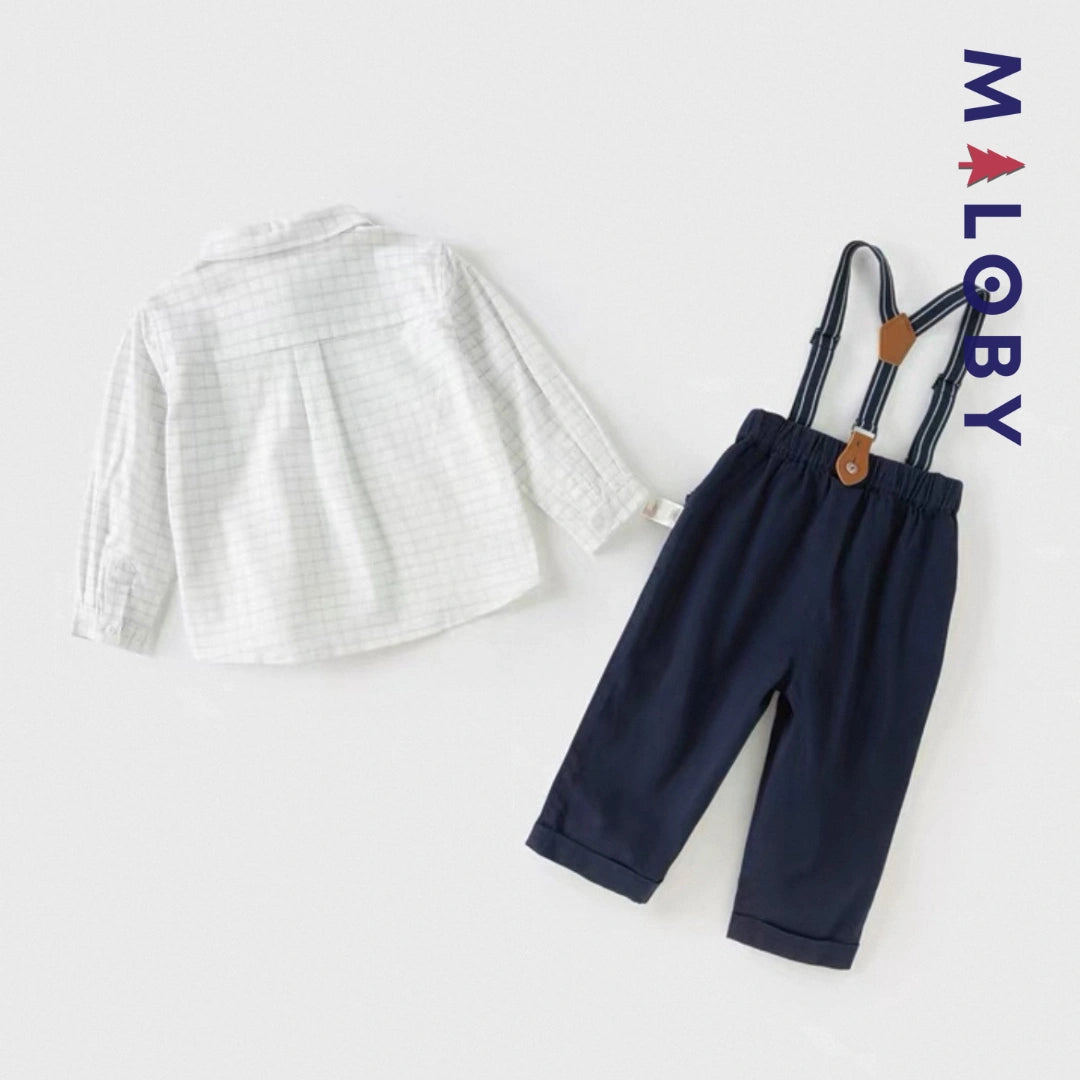 Ensemble cérémonie pantalon+ chemise à carreaux enfant garçon -Bleu -robes et ensembles pour filles, bébés et garcons - MALOBY