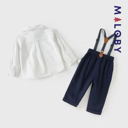 Ensemble cérémonie pantalon+ chemise à carreaux enfant garçon -Bleu -robes et ensembles pour filles, bébés et garcons - MALOBY