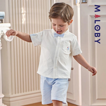 Ensemble habillé 2 pièces en pur coton enfant garçon -Blanc