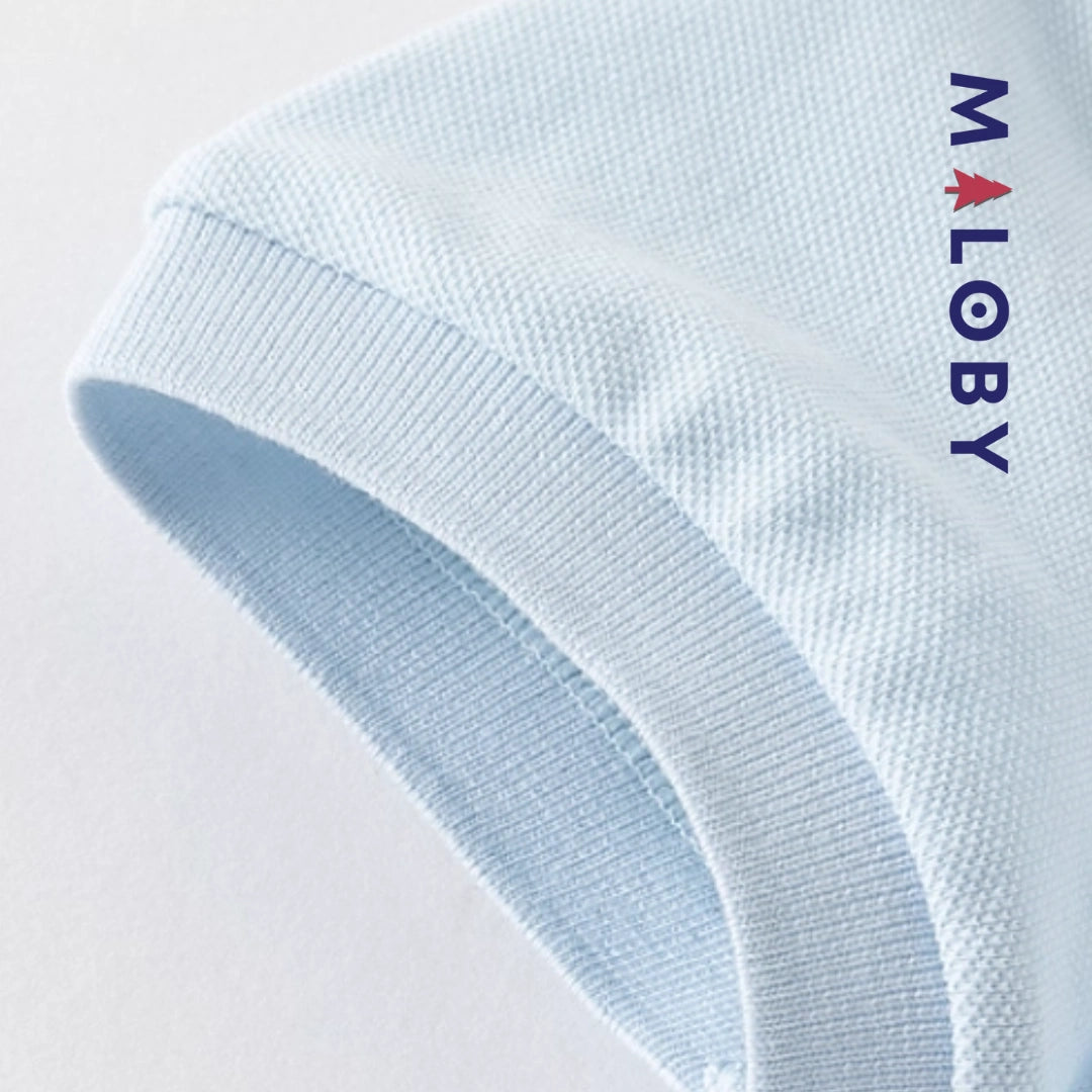 Robe polo manches courtes enfant fille- bleu ciel
