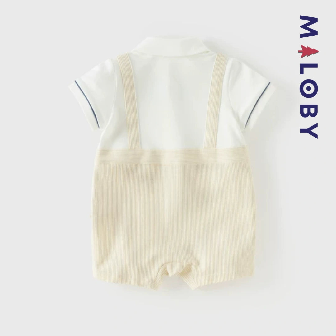 Combinaison été à nœud papillon Bébé garçon- Beige