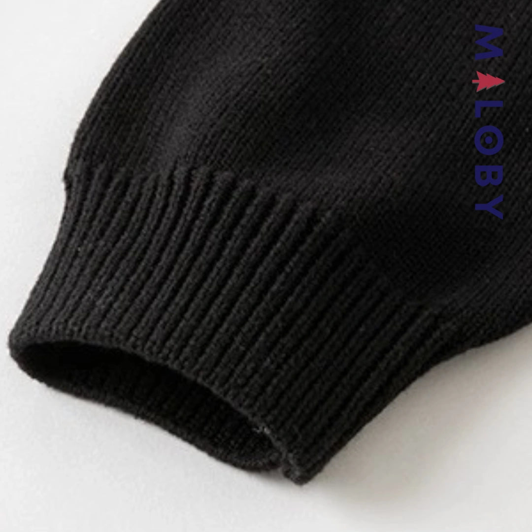 Pull en tricot parent-enfant unisexe- Noir