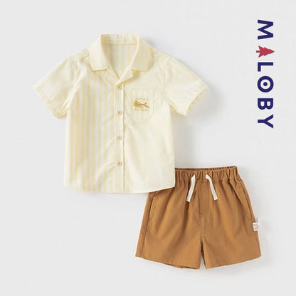Ensemble Été 2 Pièces chemise+short - Jaune