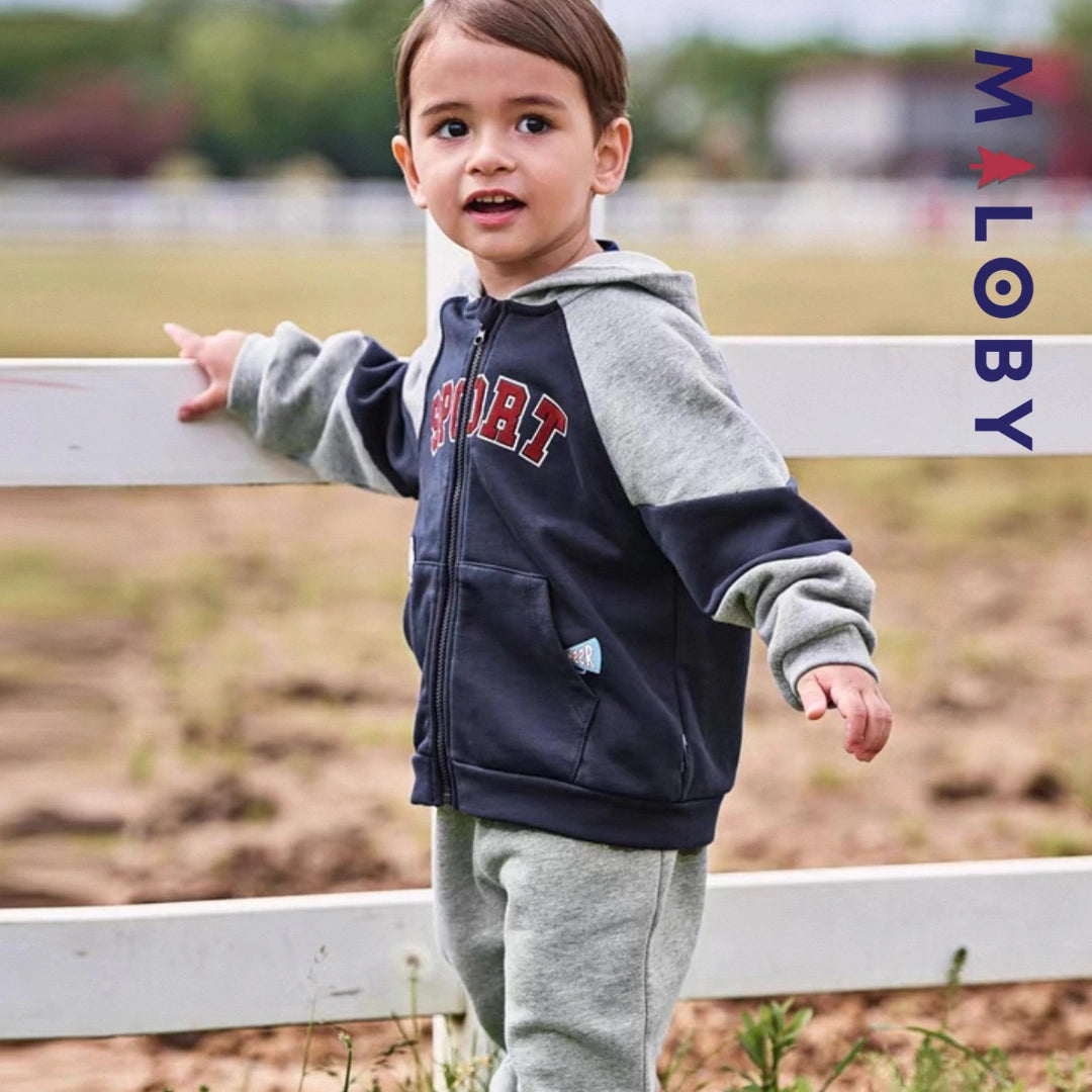 Ensemble sport 2 pièces enfant garçon-Marine -robes et ensembles pour filles, bébés et garcons - MALOBY
