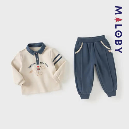 Ensemble sport sweat  + jogging garçon - beige