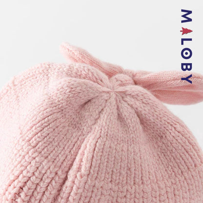 Bonnet en maille enfant fille- Rose