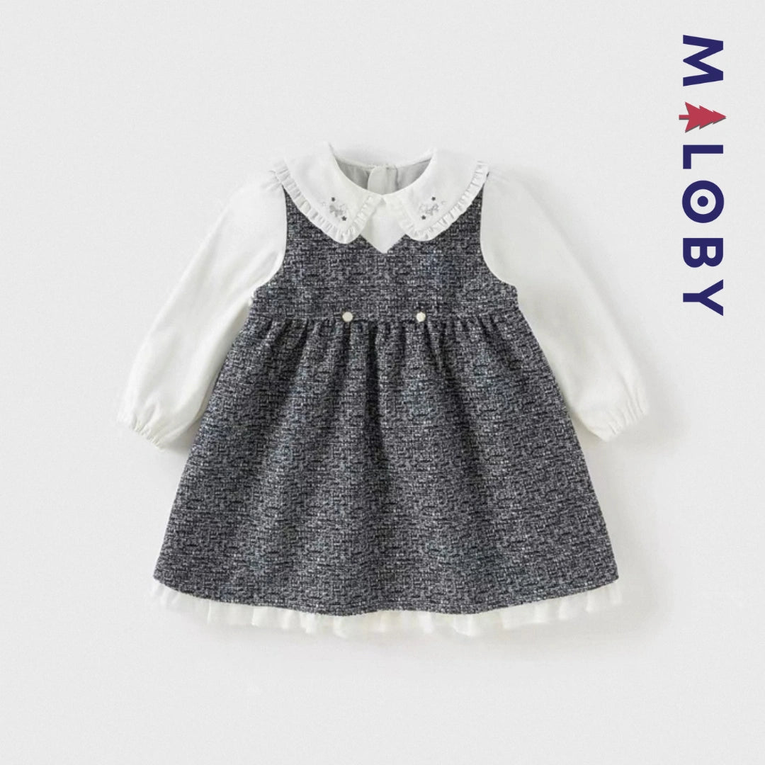 Robe style chanel enfant fille- Marine -robes et ensembles pour filles, bébés et garcons - MALOBY