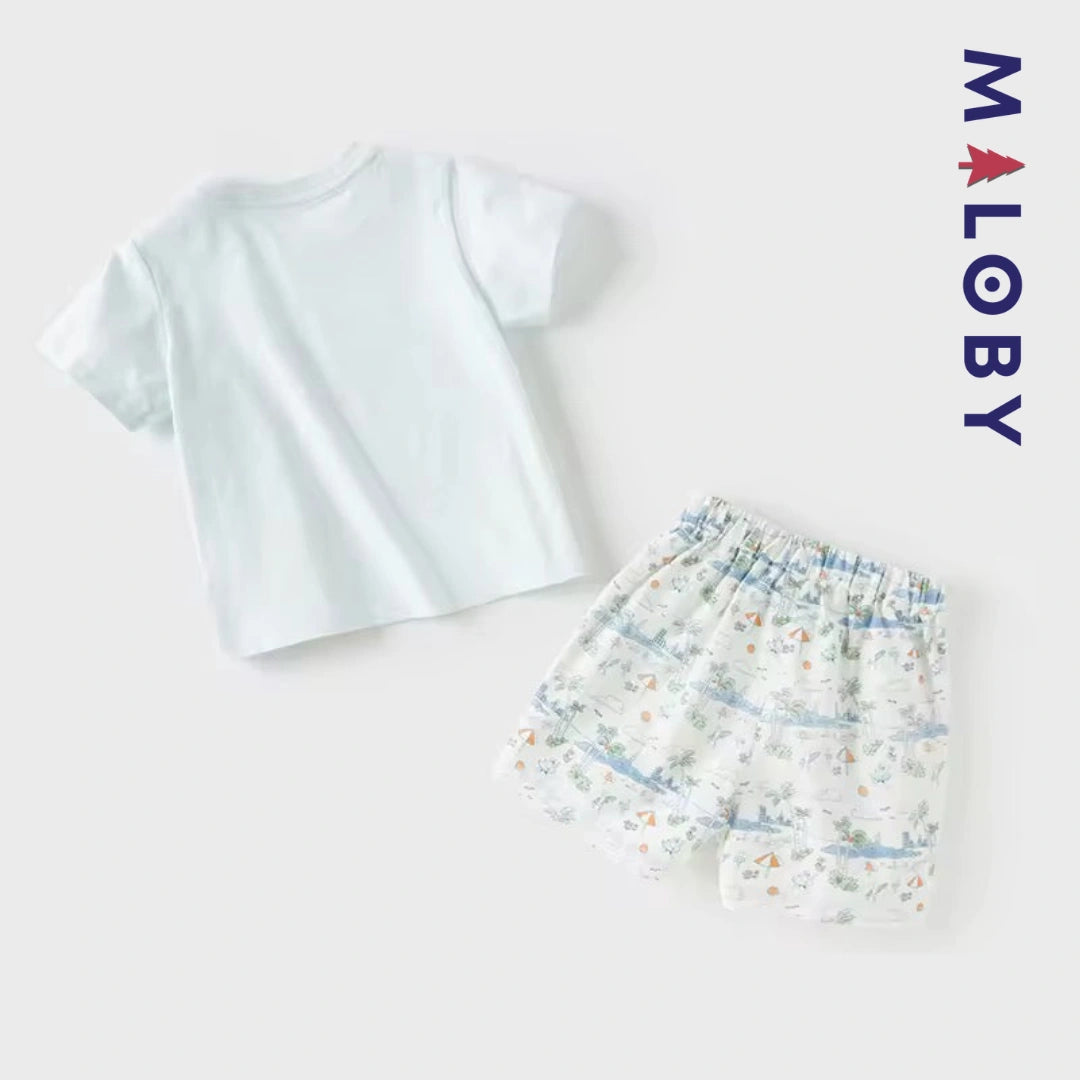 Ensemble Eté 2 Pièces t-shirt+short enfant garçon -Bleu ciel