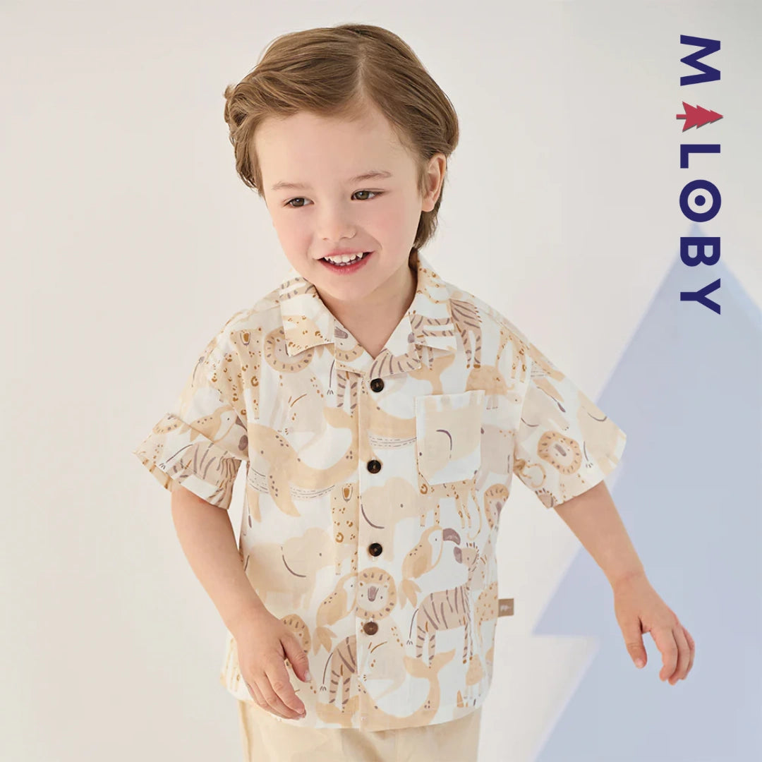 Ensemble Été en lin chemise+short -Imprimé