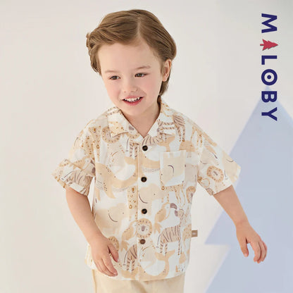 Ensemble Été en lin chemise+short -Imprimé