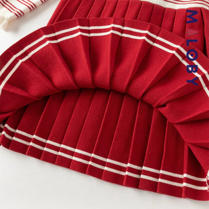 Robe en tricot manches longues enfant fille - Rouge