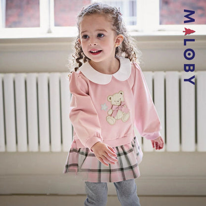 Robe courte bi-matière effet 2 en 1 enfant fille -Rose -robes et ensembles pour filles, bébés et garcons - MALOBY