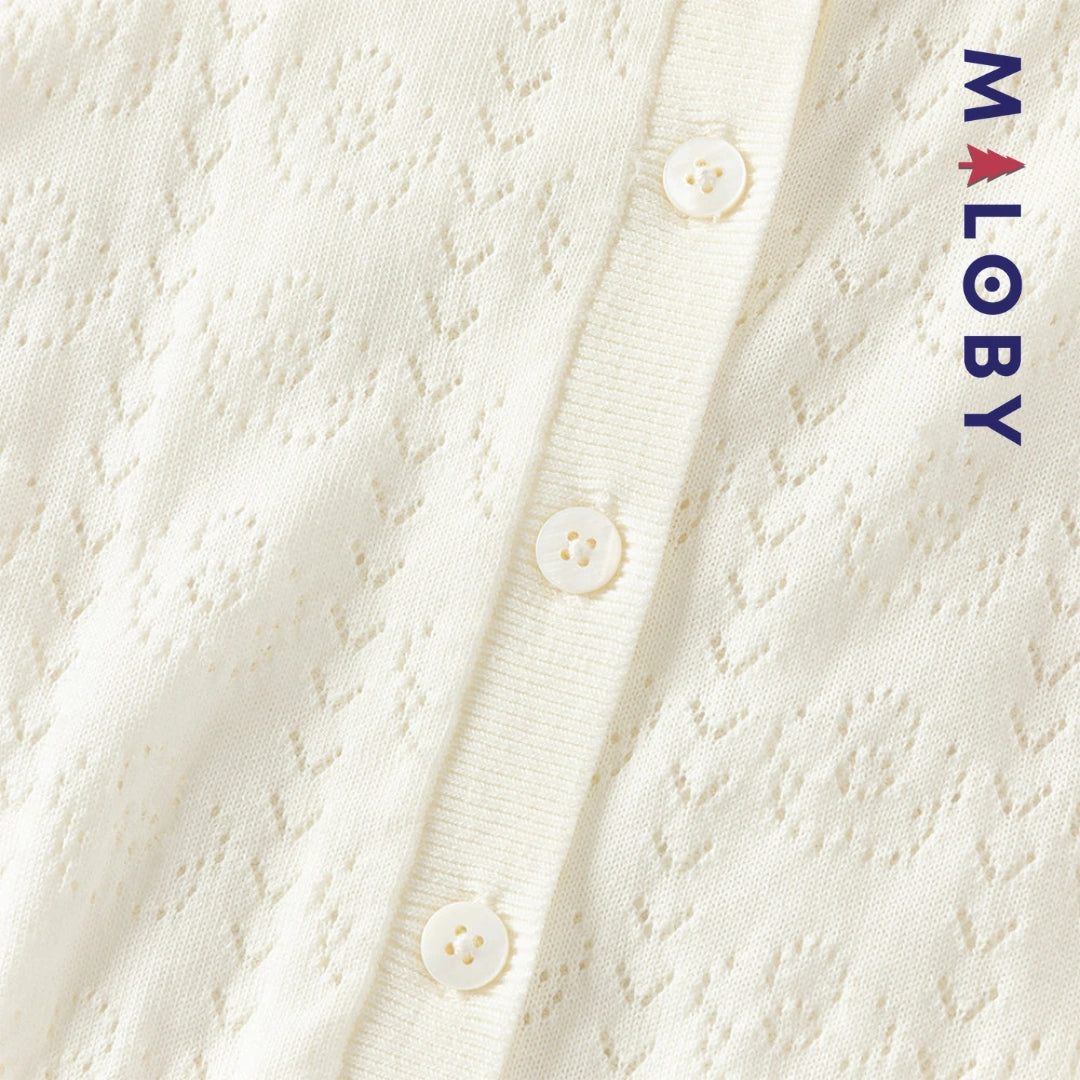 Cardigan en maille pointille enfant fille -Beige