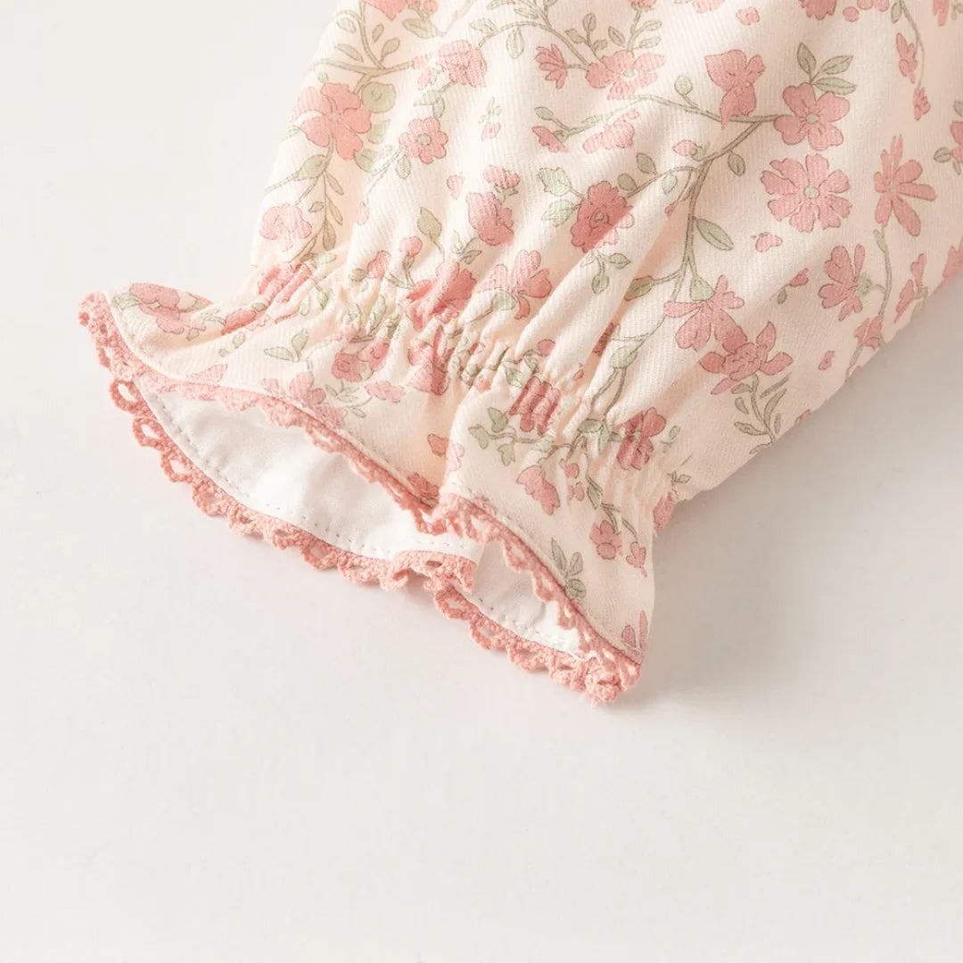 Ensemble Blouse Fleurie et Pantalon Évasé à Volants enfant fille –imprimé fleurs