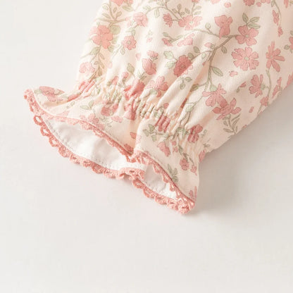 Ensemble Blouse Fleurie et Pantalon Évasé à Volants enfant fille –imprimé fleurs