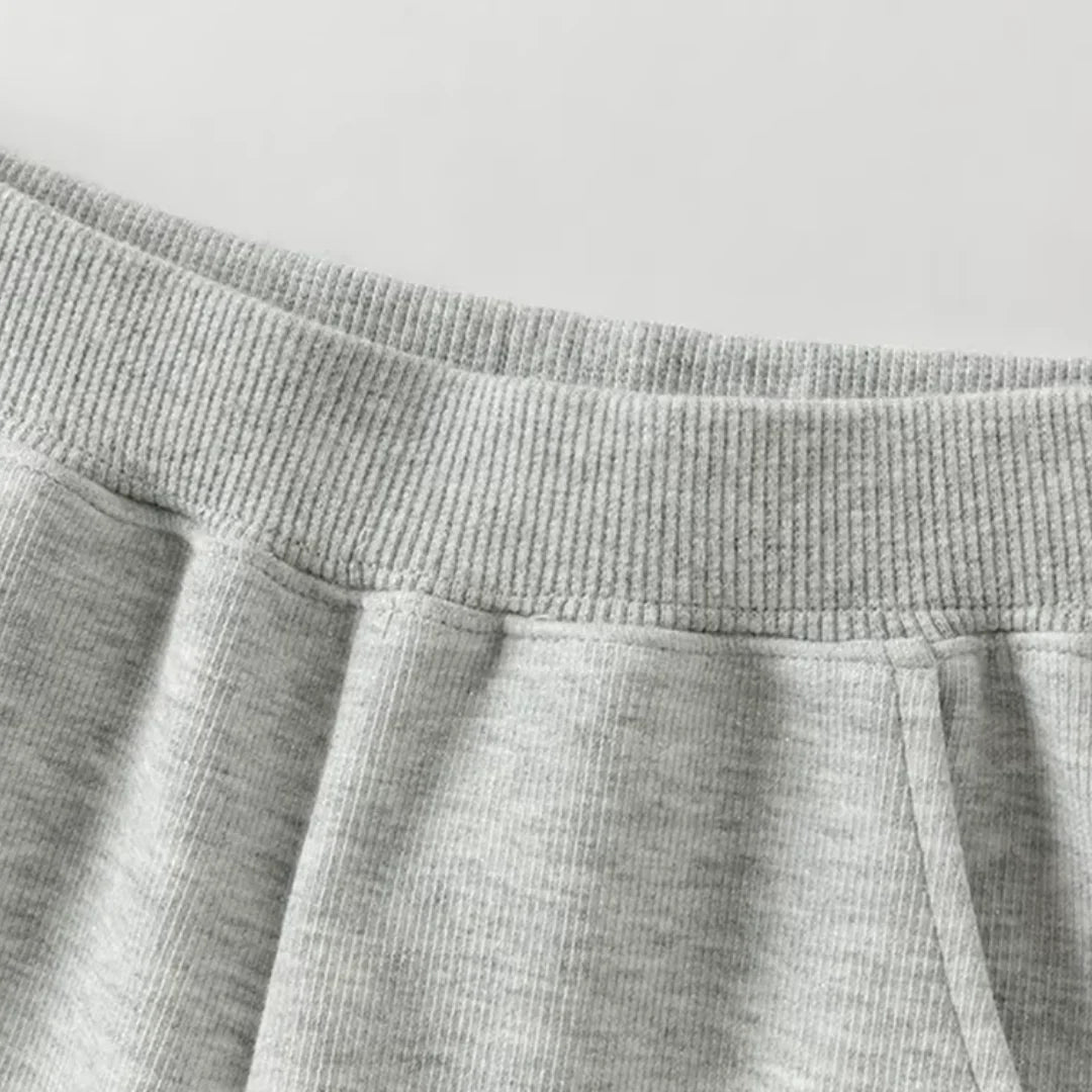 Ensemble sport veste zippée et pantalon évasé enfant fille- Gris chiné