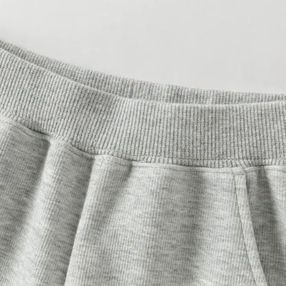 Ensemble sport veste zippée et pantalon évasé enfant fille- Gris chiné