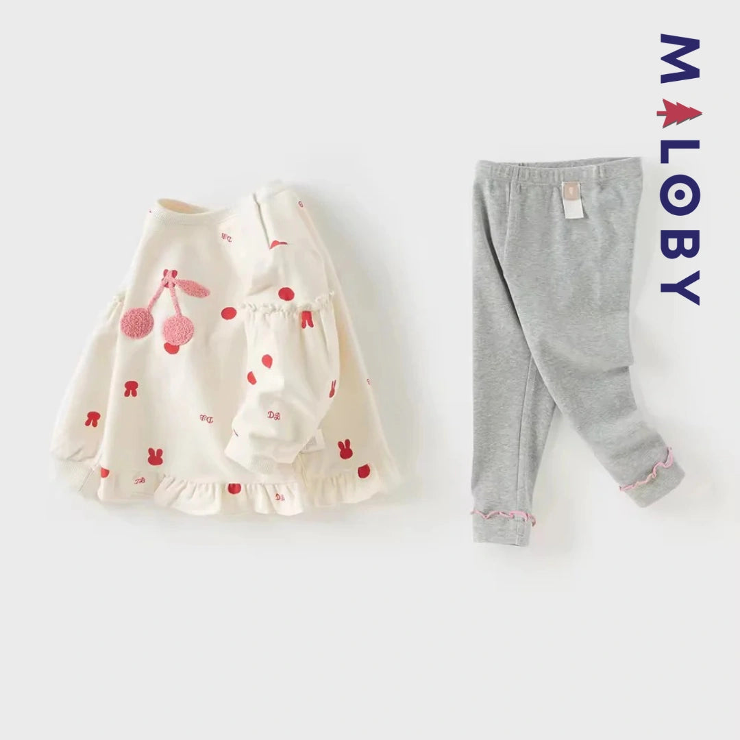 Ensemble 2 pièces sweat + Legging enfant fille- Rose