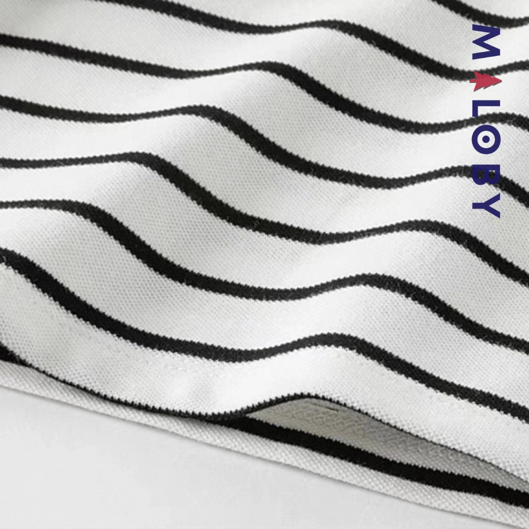 Polo rayé pour été enfants garçon - Blanc/Noir