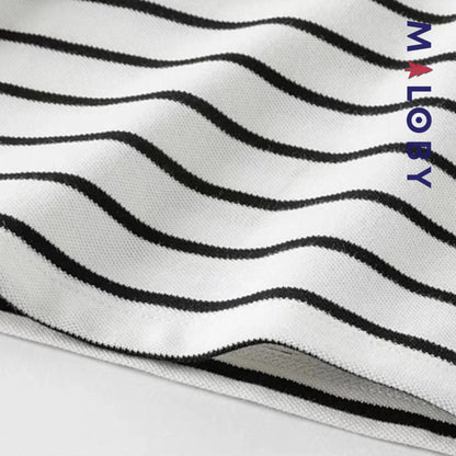 Polo rayé pour été enfants garçon - Blanc/Noir