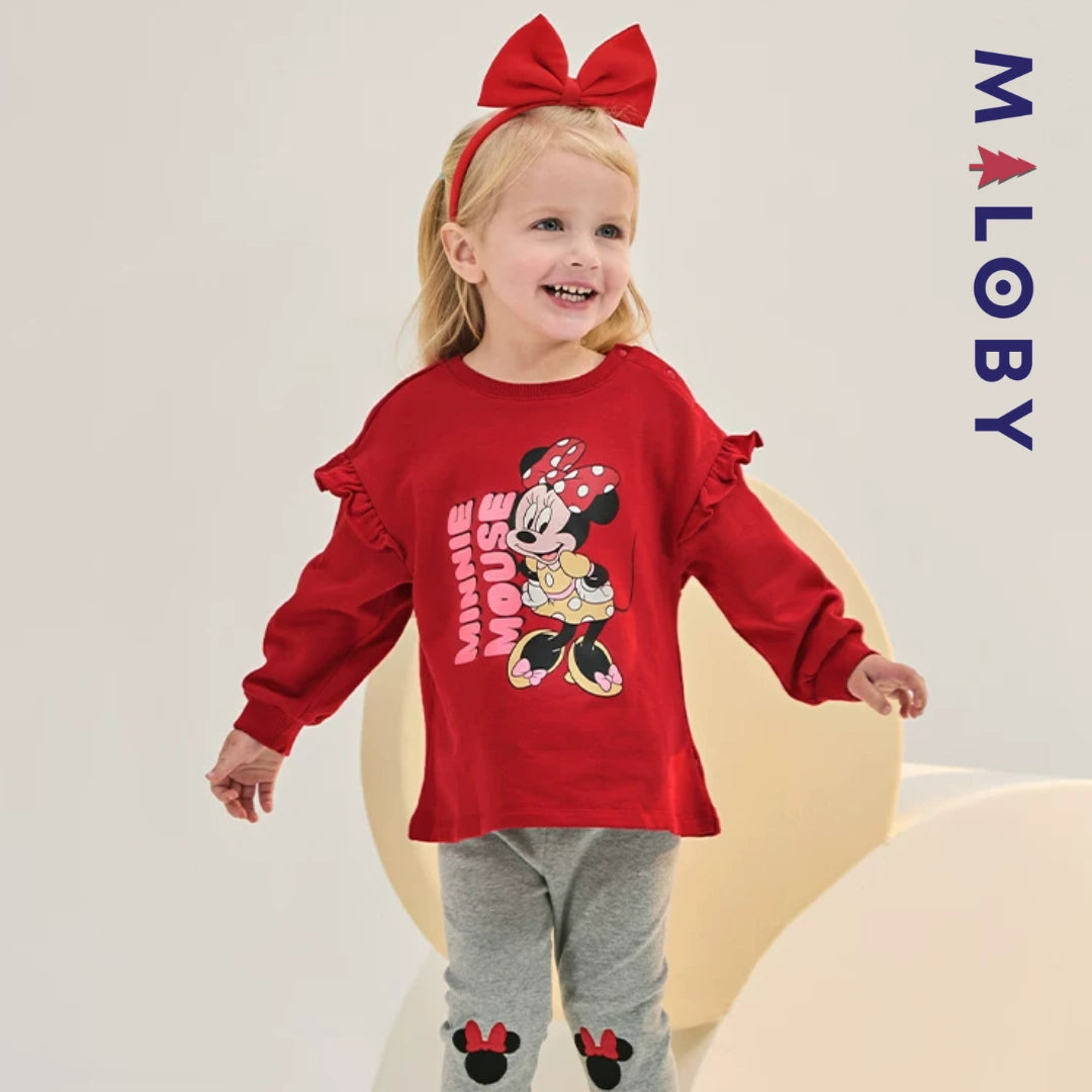 Ensemble Minnie Disney Sweat+Pantalon enfant fille- Rouge/Noir