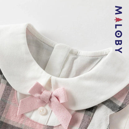 Robe bi-matière effet 2 en 1 enfant fille- rose/gris