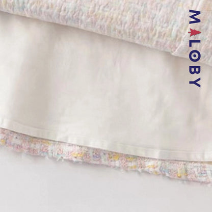 Robe cérémonie à carreaux style chanel enfant fille -Rose -robes et ensembles pour filles, bébés et garcons - MALOBY