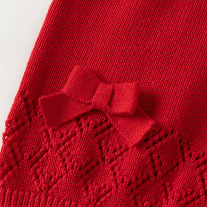 Gilet sans manches en maille 100% coton enfant fille -Rouge/Rose