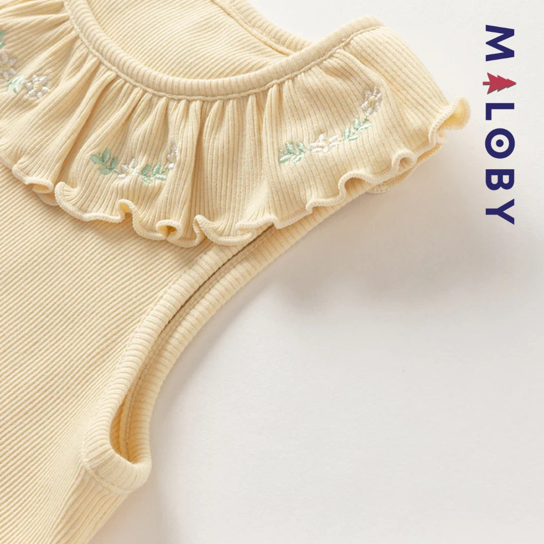 Gilet tricoté sans manches enfant fille - Jaune/violet