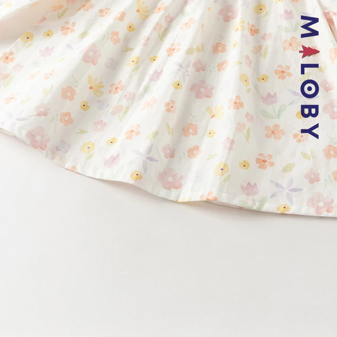 Ensemble fleuri blouse & legging enfant fille- Rose