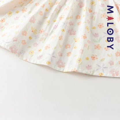 Ensemble fleuri blouse & legging enfant fille- Rose